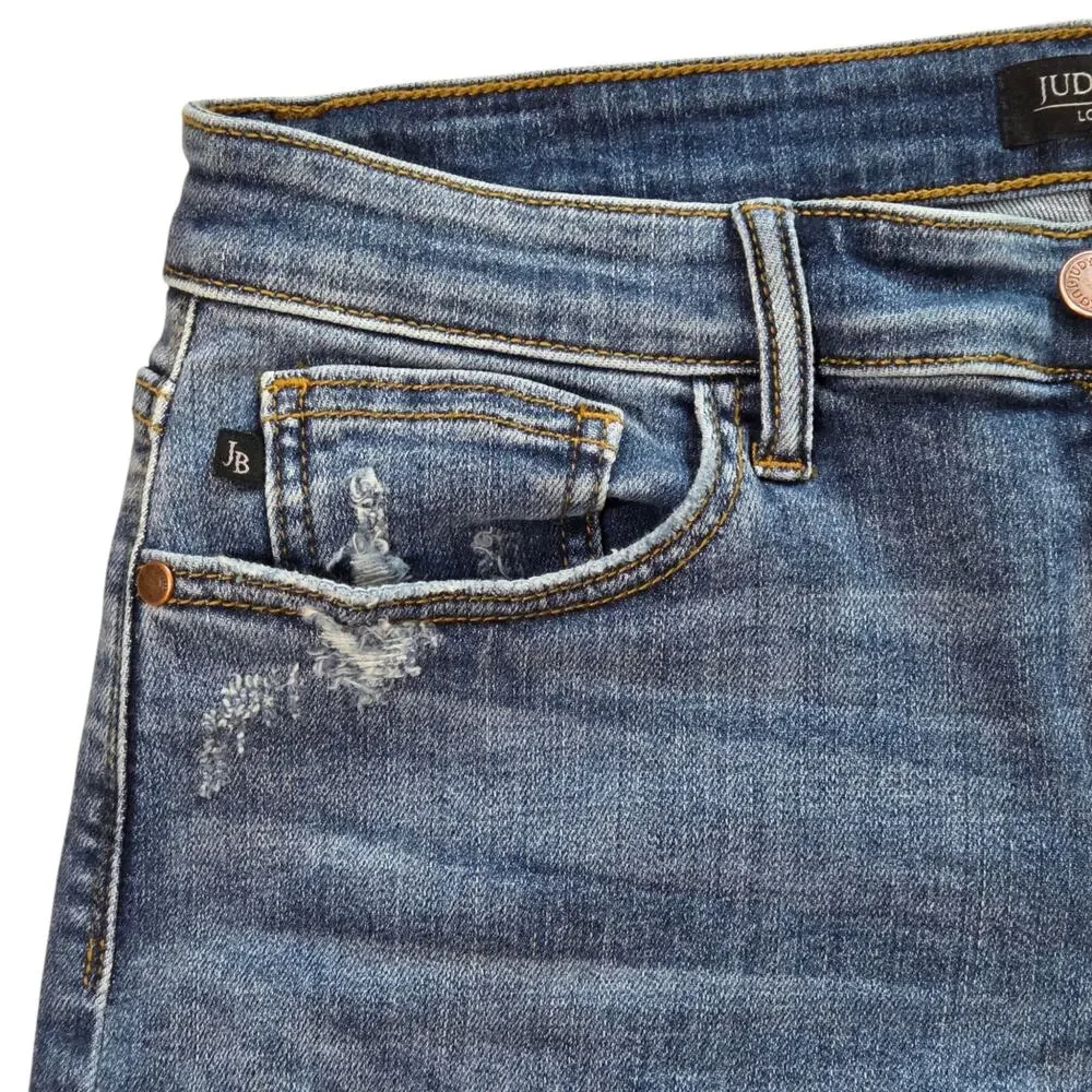 Judy Blue Mid Rise Patch Cut Off Shorts Sz 30 JB 15206 5